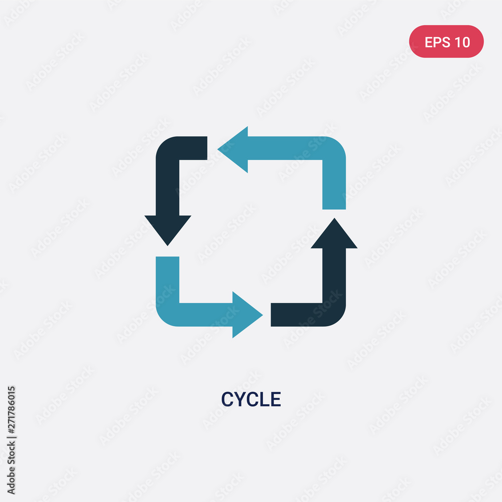 Poster two color cycle vector icon from orientation concept. isolated blue cycle vector sign symbol can be 