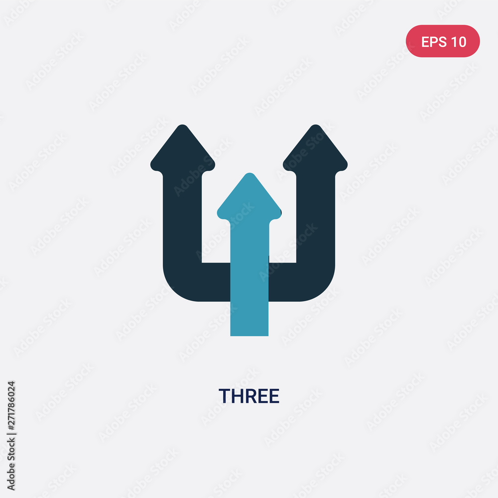 Poster two color three vector icon from orientation concept. isolated blue three vector sign symbol can be 