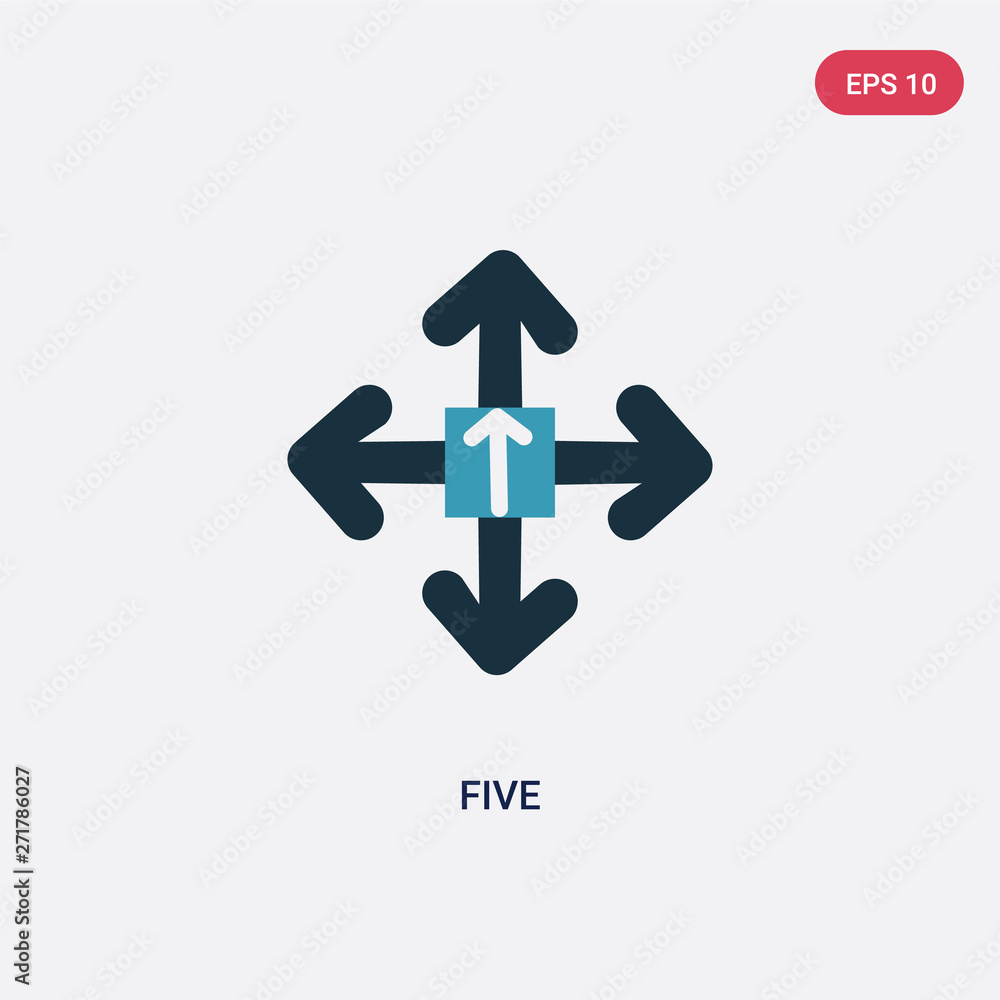 Poster two color five vector icon from orientation concept. isolated blue five vector sign symbol can be us