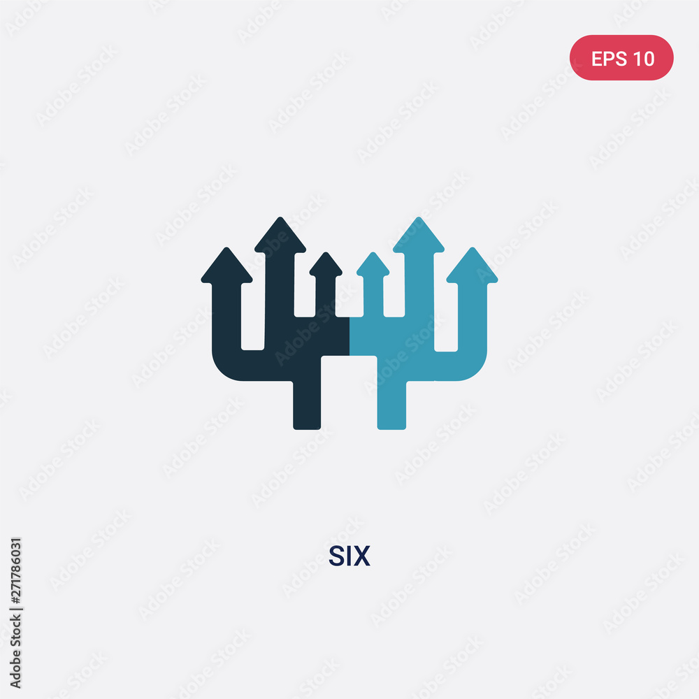 Poster two color six vector icon from orientation concept. isolated blue six vector sign symbol can be use 