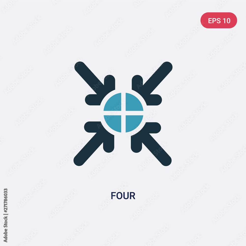 Poster two color four vector icon from orientation concept. isolated blue four vector sign symbol can be us