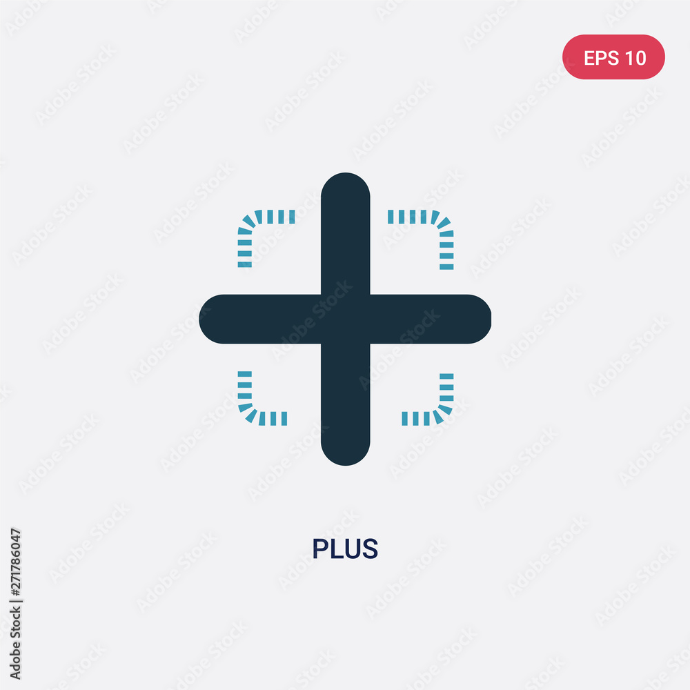 Poster two color plus vector icon from orientation concept. isolated blue plus vector sign symbol can be us