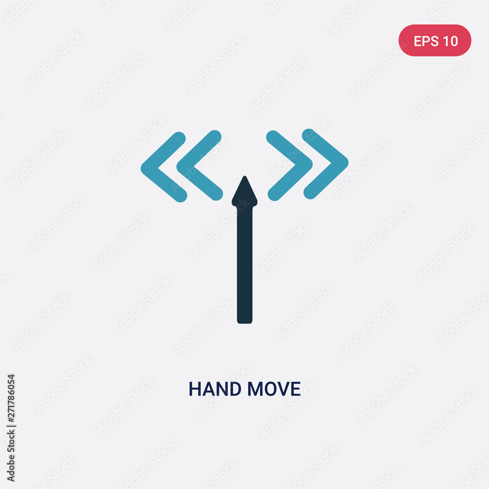 Poster two color hand move vector icon from orientation concept. isolated blue hand move vector sign symbol
