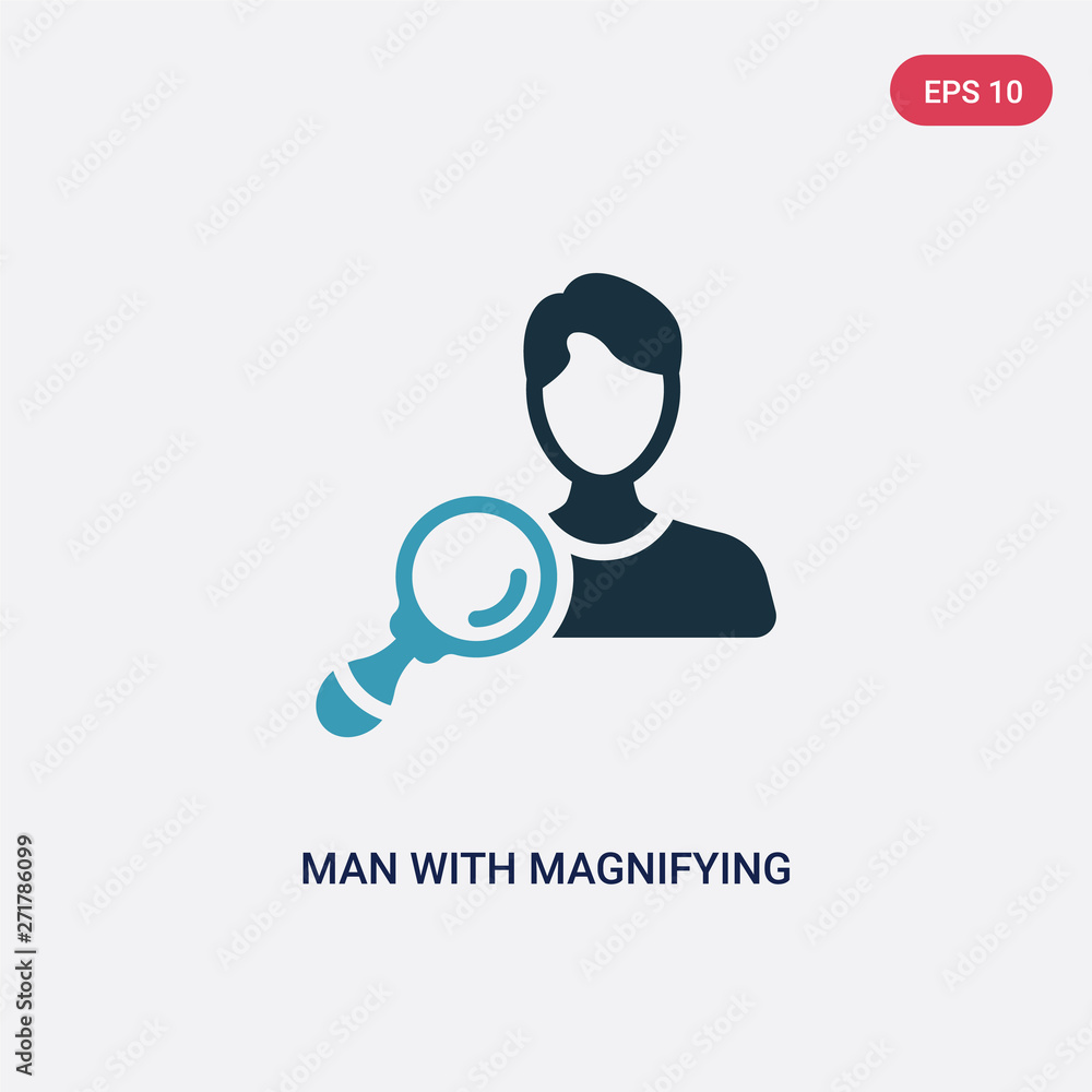 Aufkleber two color man with magnifying flass vector icon from other concept. isolated blue man with magnifyin