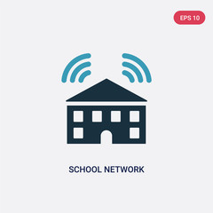 two color school network vector icon from networking concept. isolated blue school network vector sign symbol can be use for web, mobile and logo. eps 10