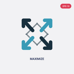 two color maximize vector icon from orientation concept. isolated blue maximize vector sign symbol can be use for web, mobile and logo. eps 10