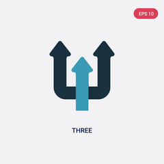 two color three vector icon from orientation concept. isolated blue three vector sign symbol can be use for web, mobile and logo. eps 10