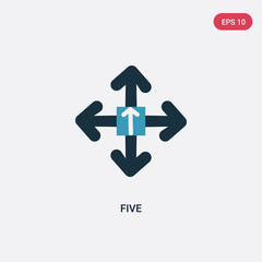 Fototapeta premium two color five vector icon from orientation concept. isolated blue five vector sign symbol can be use for web, mobile and logo. eps 10