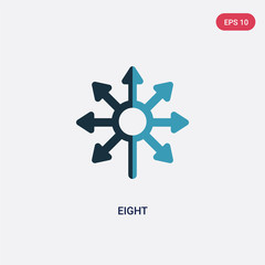 two color eight vector icon from orientation concept. isolated blue eight vector sign symbol can be use for web, mobile and logo. eps 10