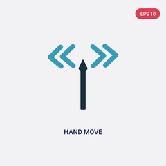 two color hand move vector icon from orientation concept. isolated blue hand move vector sign symbol can be use for web, mobile and logo. eps 10