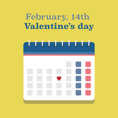 Valentines day calendar, vector illustration