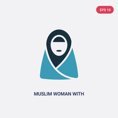 two color muslim woman with hijab vector icon from other concept. isolated blue muslim woman with hijab vector sign symbol can be use for web, mobile and logo. eps 10