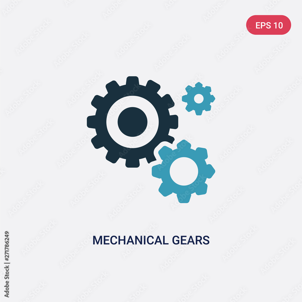 Poster two color mechanical gears vector icon from other concept. isolated blue mechanical gears vector sig