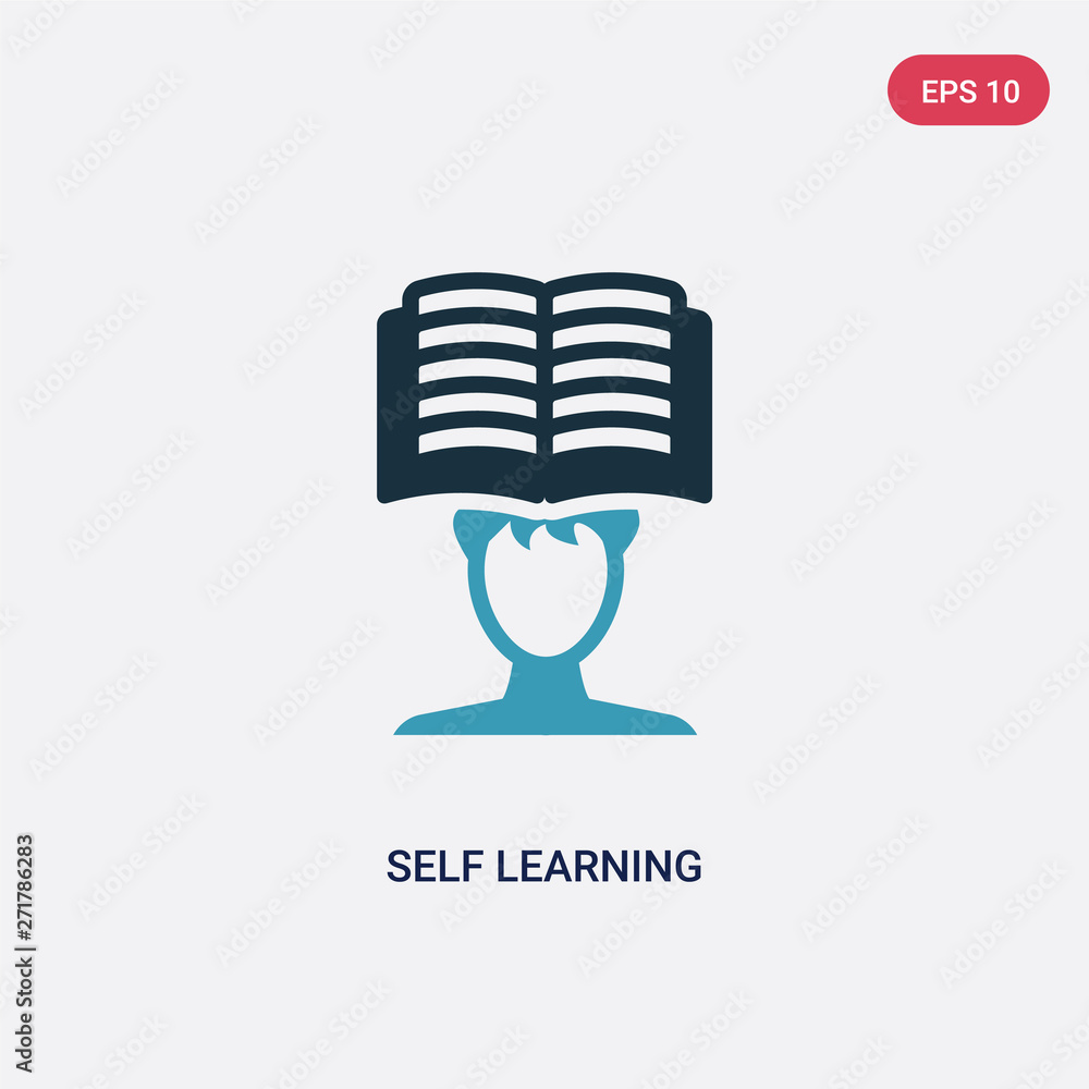 Poster two color self learning vector icon from other concept. isolated blue self learning vector sign symb
