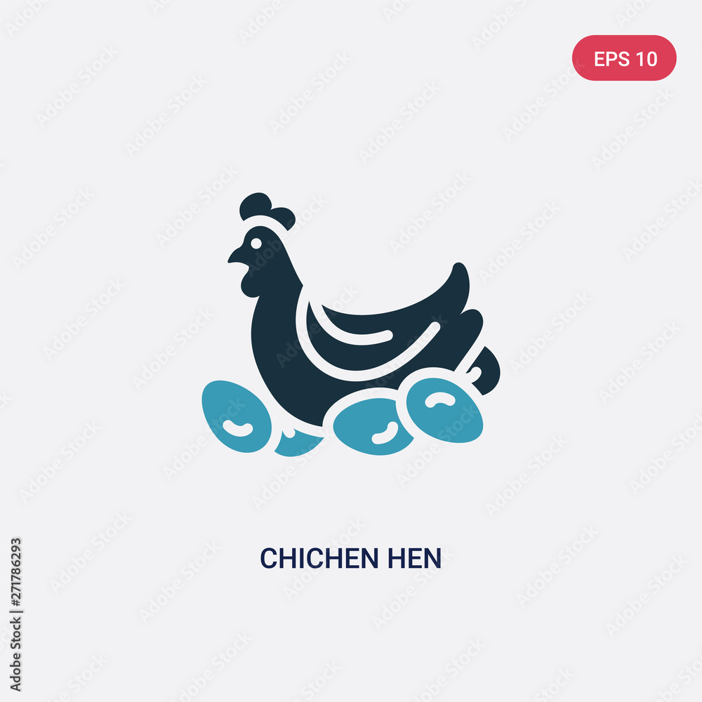 Poster two color chichen hen vector icon from other concept. isolated blue chichen hen vector sign symbol c