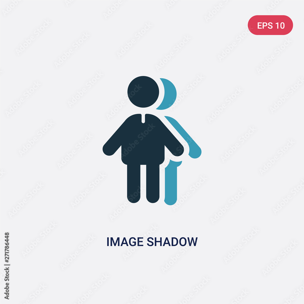 Poster two color image shadow vector icon from people concept. isolated blue image shadow vector sign symbo