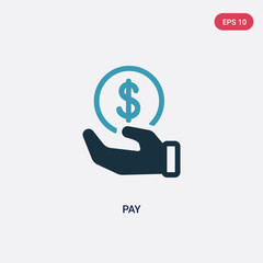 two color pay vector icon from payment concept. isolated blue pay vector sign symbol can be use for web, mobile and logo. eps 10