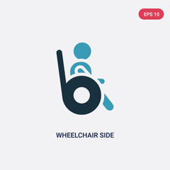 two color wheelchair side view vector icon from people concept. isolated blue wheelchair side view vector sign symbol can be use for web, mobile and logo. eps 10