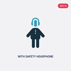 two color with safety headphone vector icon from people concept. isolated blue with safety headphone vector sign symbol can be use for web, mobile and logo. eps 10
