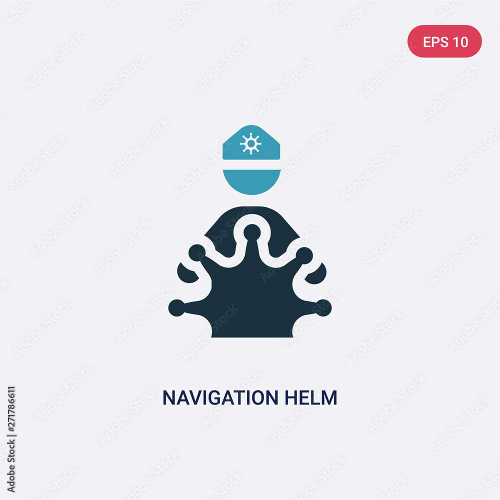 Poster two color navigation helm vector icon from people concept. isolated blue navigation helm vector sign