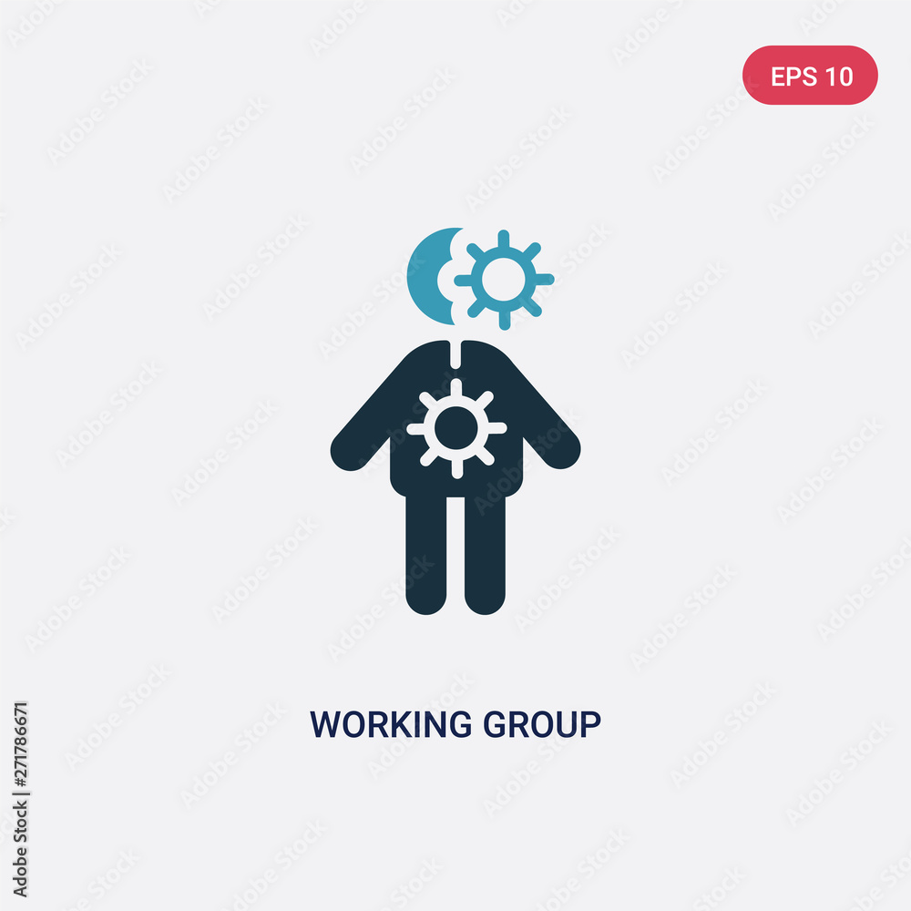 Poster two color working group vector icon from people concept. isolated blue working group vector sign sym