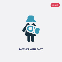 two color mother with baby in arms vector icon from people concept. isolated blue mother with baby in arms vector sign symbol can be use for web, mobile and logo. eps 10