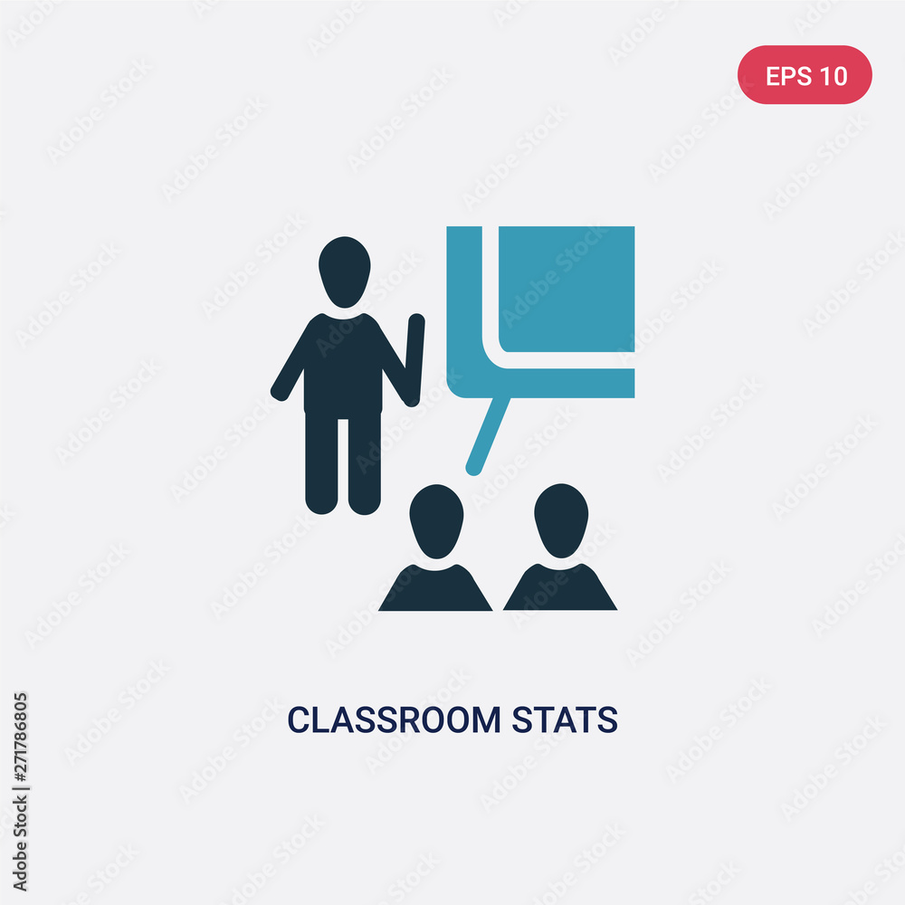 Poster two color classroom stats vector icon from people concept. isolated blue classroom stats vector sign