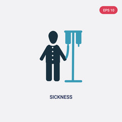 two color sickness vector icon from people concept. isolated blue sickness vector sign symbol can be use for web, mobile and logo. eps 10