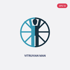 two color vitruvian man vector icon from people concept. isolated blue vitruvian man vector sign symbol can be use for web, mobile and logo. eps 10
