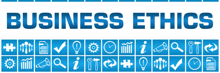 Business Ethics Blue Box Grid Business Symbols 