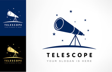Telescope logo vector - obrazy, fototapety, plakaty