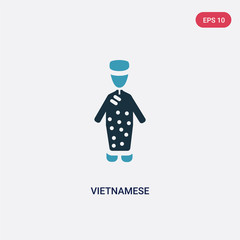 two color vietnamese vector icon from people concept. isolated blue vietnamese vector sign symbol can be use for web, mobile and logo. eps 10