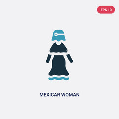 two color mexican woman vector icon from people concept. isolated blue mexican woman vector sign symbol can be use for web, mobile and logo. eps 10