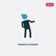 two color woman covering vector icon from people concept. isolated blue woman covering vector sign symbol can be use for web, mobile and logo. eps 10