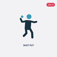 two color shot put vector icon from people concept. isolated blue shot put vector sign symbol can be use for web, mobile and logo. eps 10