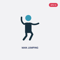 two color man jumping vector icon from people concept. isolated blue man jumping vector sign symbol can be use for web, mobile and logo. eps 10