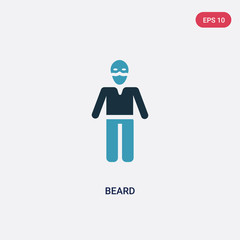 two color beard vector icon from people concept. isolated blue beard vector sign symbol can be use for web, mobile and logo. eps 10