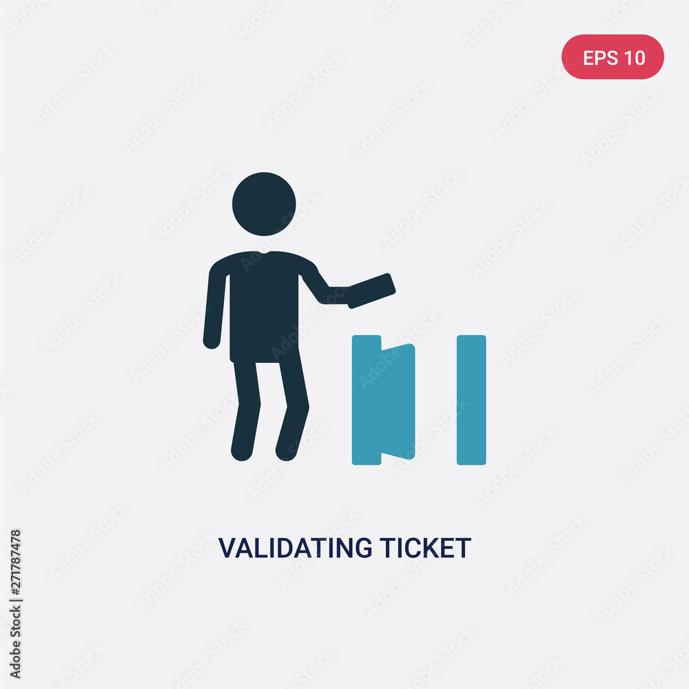 Poster two color validating ticket vector icon from people concept. isolated blue validating ticket vector 