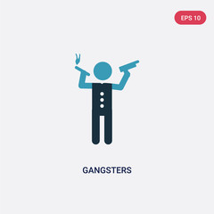 two color gangsters vector icon from people concept. isolated blue gangsters vector sign symbol can be use for web, mobile and logo. eps 10