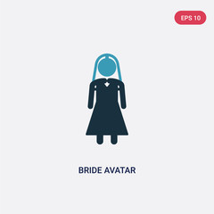 two color bride avatar vector icon from people concept. isolated blue bride avatar vector sign symbol can be use for web, mobile and logo. eps 10