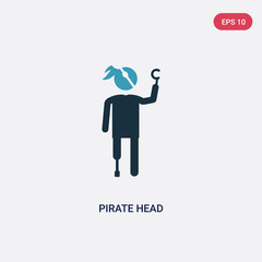 two color pirate head vector icon from people concept. isolated blue pirate head vector sign symbol can be use for web, mobile and logo. eps 10