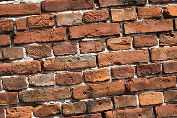 Red brick wall texture for background, Old red brick wall damaged background