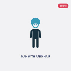 two color man with afro hair style vector icon from people concept. isolated blue man with afro hair style vector sign symbol can be use for web, mobile and logo. eps 10