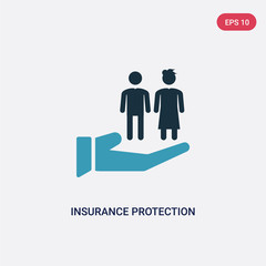 two color insurance protection vector icon from people concept. isolated blue insurance protection vector sign symbol can be use for web, mobile and logo. eps 10