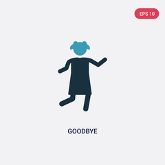 two color goodbye vector icon from people concept. isolated blue goodbye vector sign symbol can be use for web, mobile and logo. eps 10