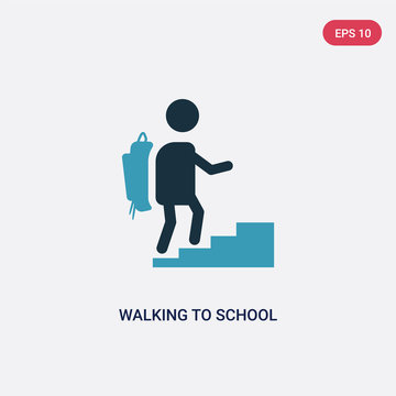 two color walking to school vector icon from people concept. isolated blue walking to school vector sign symbol can be use for web, mobile and logo. eps 10