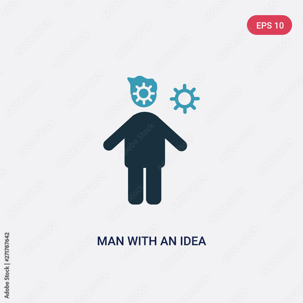 Poster two color man with an idea vector icon from people concept. isolated blue man with an idea vector si