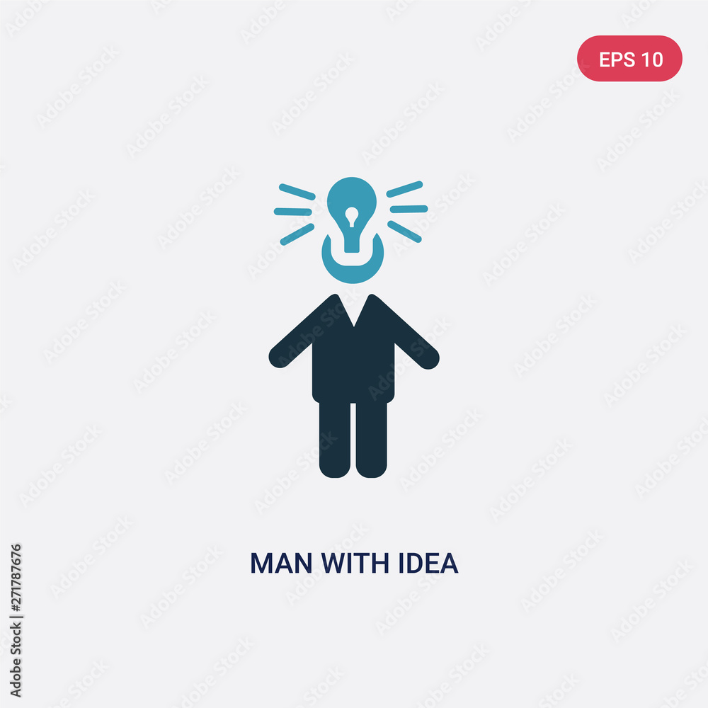 Poster two color man with idea vector icon from people concept. isolated blue man with idea vector sign sym