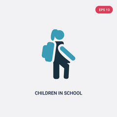 two color children in school vector icon from people concept. isolated blue children in school vector sign symbol can be use for web, mobile and logo. eps 10