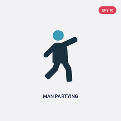 two color man partying vector icon from people concept. isolated blue man partying vector sign symbol can be use for web, mobile and logo. eps 10